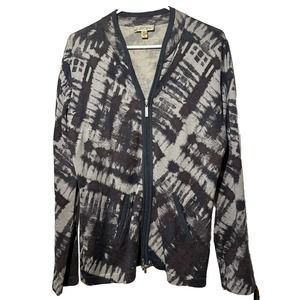 St John Sport Wool Full Zip Knit Cardigan Woman Small Tie Dye Look Brown Black